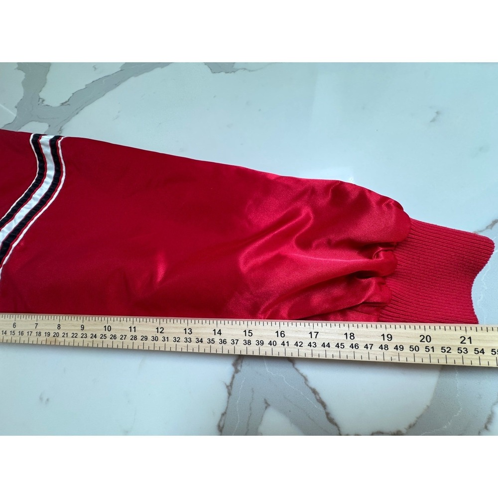 Chicago Bulls Starter Jacket Mens XXL Red Satin Varsity Snap Button Windy City - Picture 9 of 14